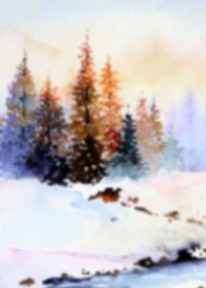 Зимний пейзаж акварелью. Мастер-класс